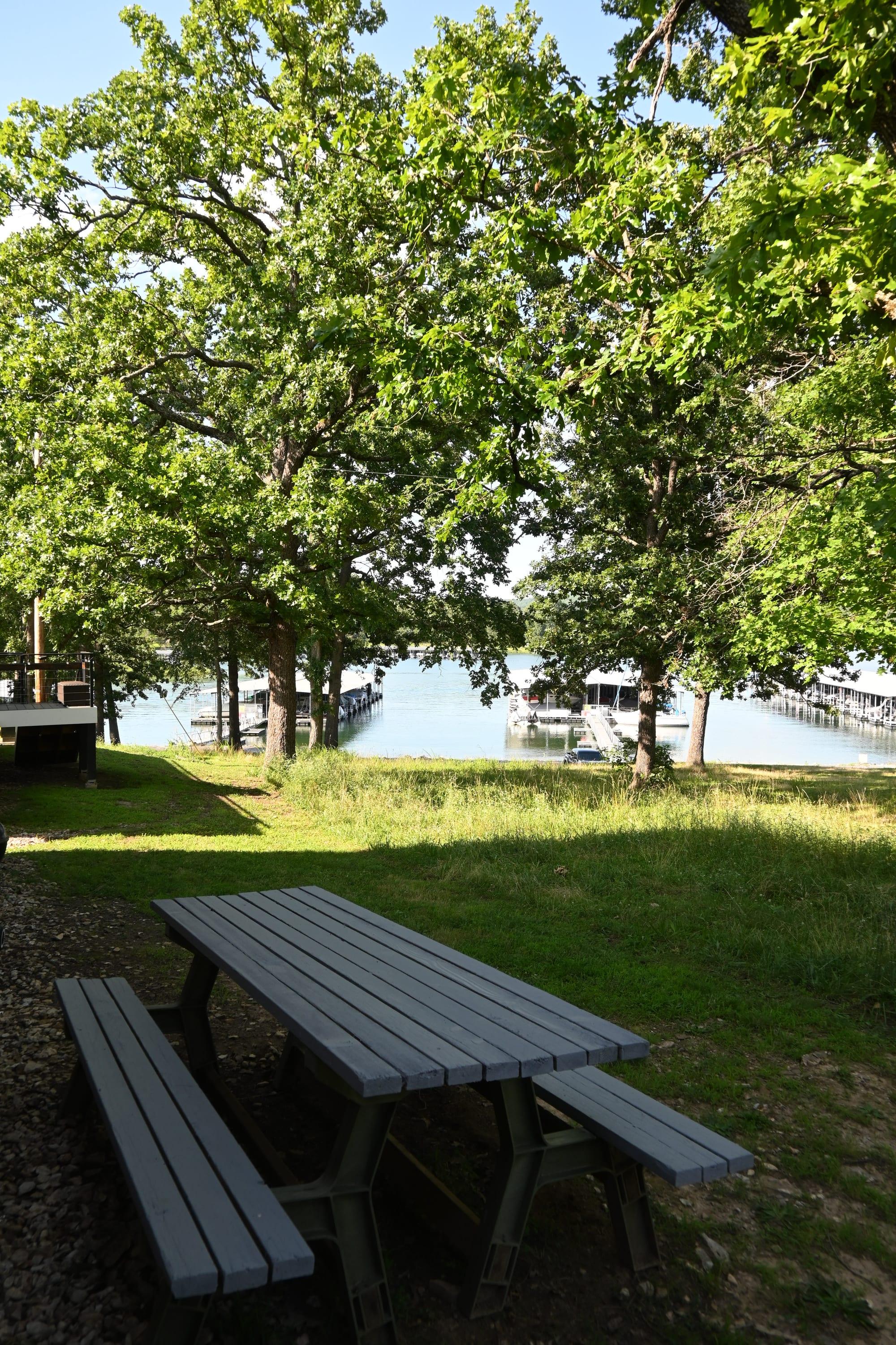 Lake view from the grounds at Dock Holiday Suites