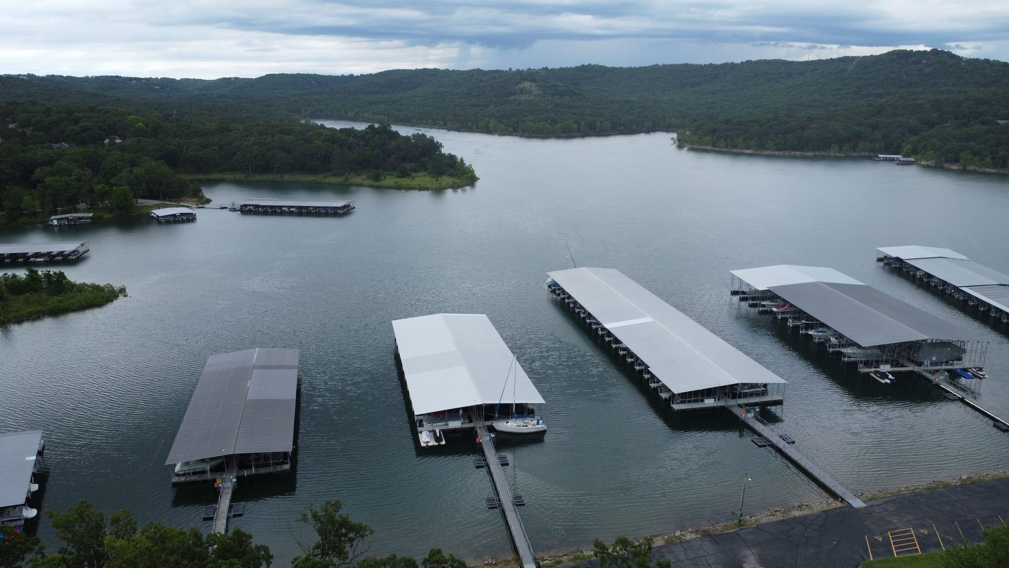 Panorama of Table Rock Lake and the marina docks