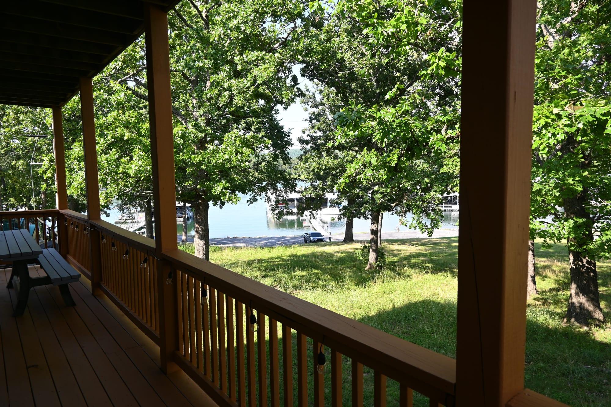 Lake and marina view from the covered Suite 1 deck