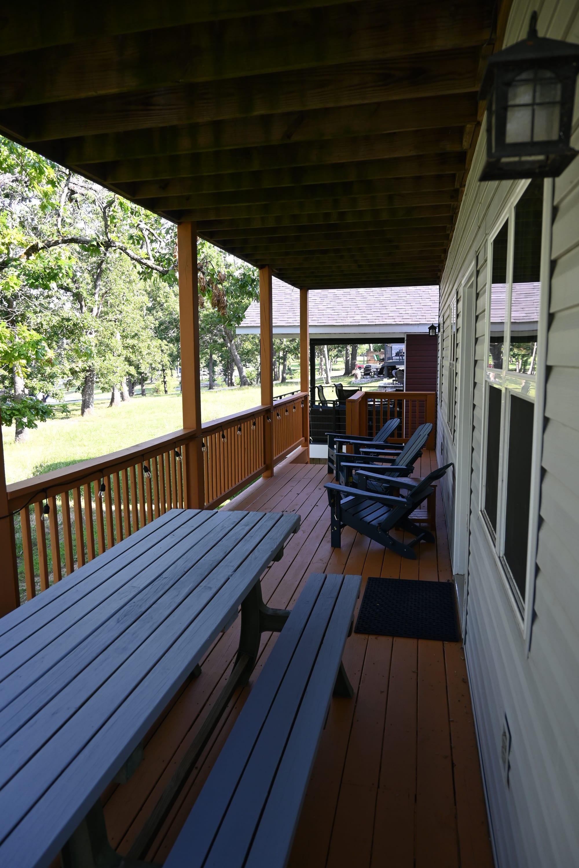 Covered deck of Suite 1 overlooking the marina